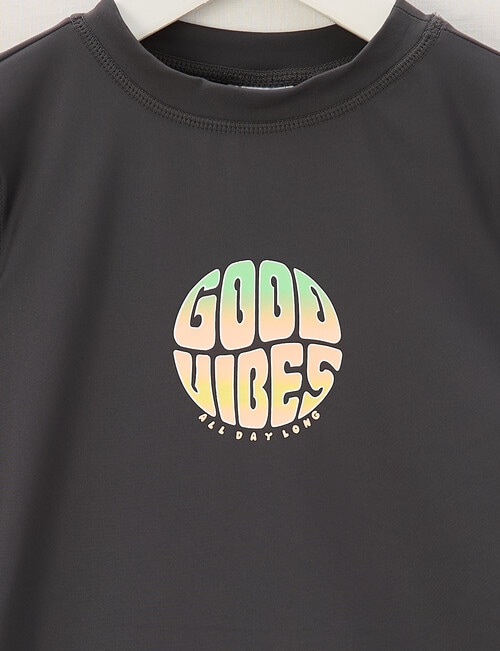 Wavetribe Good Vibes Long Sleeve Rash Top, Graphite product photo View 02 L
