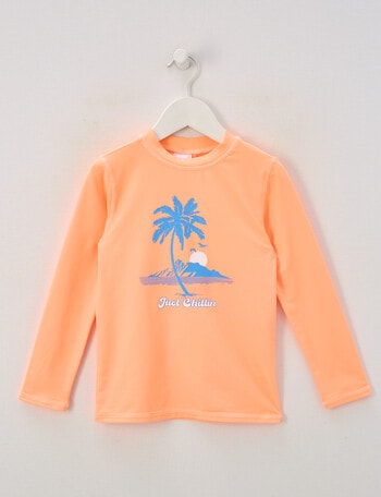 Wavetribe Palm Long Sleeve Rash Top, Dark Peach product photo