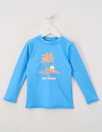 Wavetribe Palm Long Sleeve Rash Top, Blue product photo