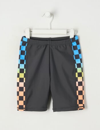 Wavetribe Check Paneled Rash Short, Graphite product photo
