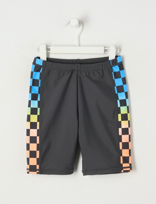 Wavetribe Check Paneled Rash Short, Graphite product photo