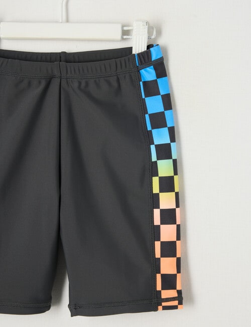 Wavetribe Check Paneled Rash Short, Graphite product photo View 02 L