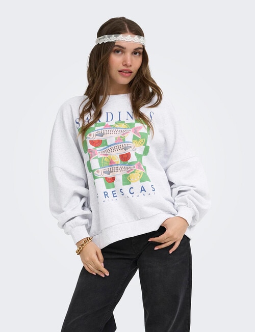 ONLY Deborah Long Sleeve Sweat, Light Grey Sardinas product photo
