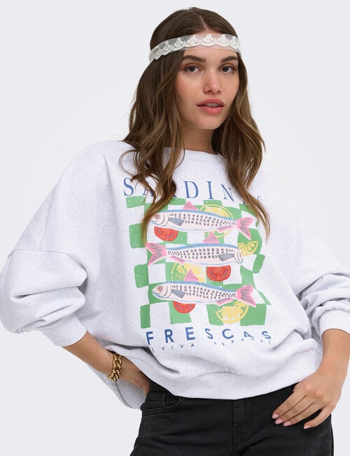 ONLY Deborah Long Sleeve Sweat, Light Grey Sardinas product photo View 03 L
