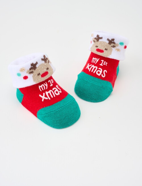 Underworks Underworks My 1st Christmas Socks, 1-Pack, Red product photo