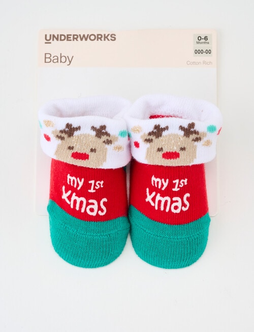 Underworks Underworks My 1st Christmas Socks, 1-Pack, Red product photo View 02 L