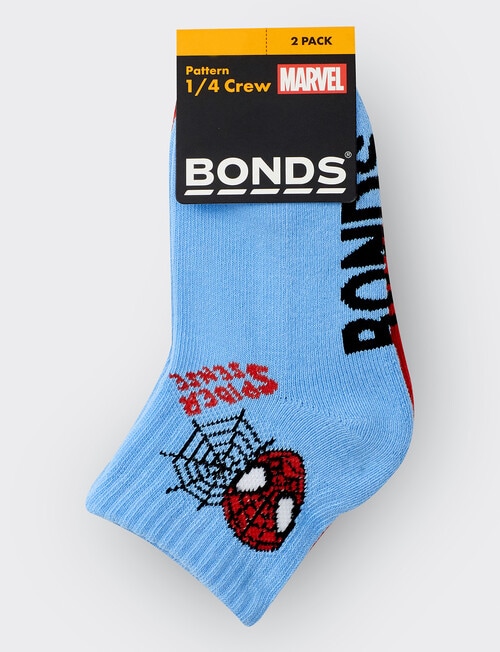 Licensed Marvel Crew Sock, 2-Pack, 01K Spider Man Red & Blue product photo View 04 L