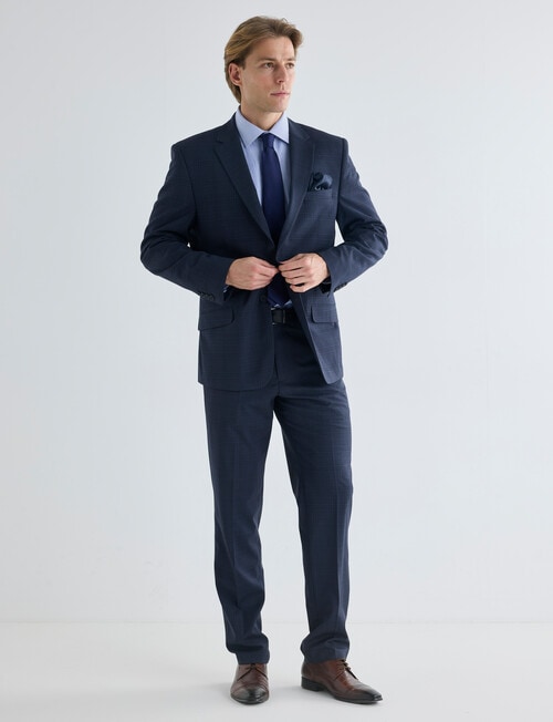 Laidlaw + Leeds Navy Check Tailored Pant, Navy product photo View 03 L