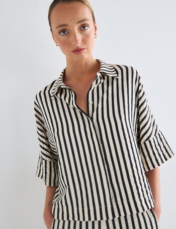 Jigsaw Theory Seersucker Shirt, Black Stripe product photo