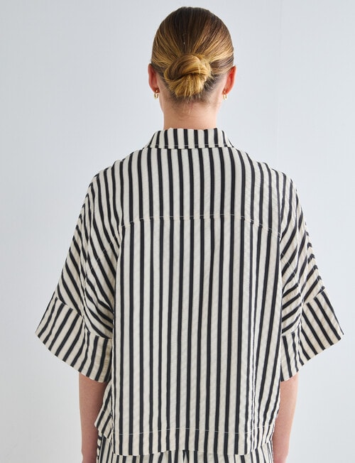 Jigsaw Theory Seersucker Shirt, Black Stripe product photo View 02 L