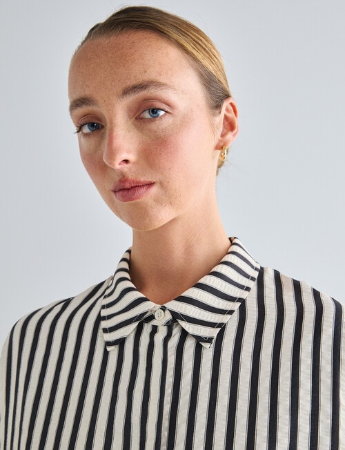 Jigsaw Theory Seersucker Shirt, Black Stripe product photo View 04 L