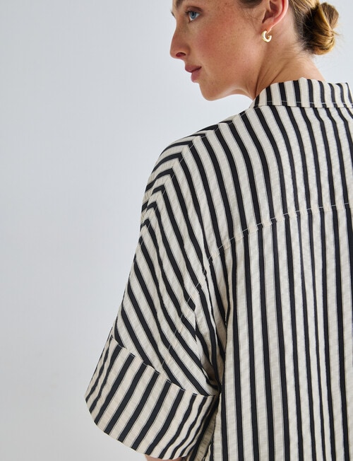 Jigsaw Theory Seersucker Shirt, Black Stripe product photo View 05 L