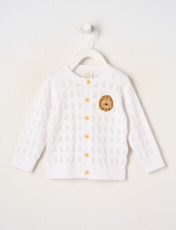 Little Bundle Lions Roar Cardigan, White product photo