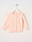 Little Bundle Pretty Flower Crew Neck Cardigan, Soft Pink product photo