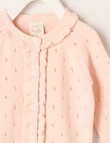 Little Bundle Pretty Flower Crew Neck Cardigan, Soft Pink product photo View 02 S
