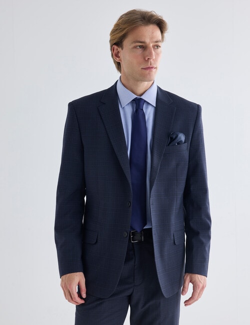 Laidlaw + Leeds Navy Check Tailored Jacket, Navy product photo View 06 L