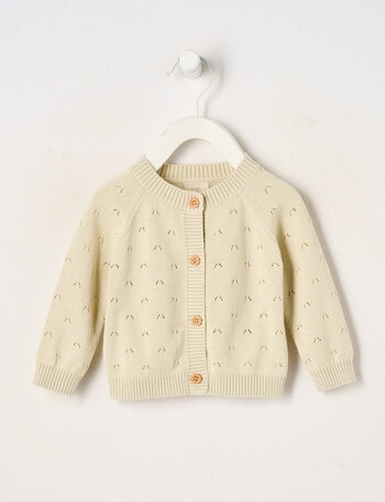 Little Bundle Little Chick Crew Neck Cardigan, Milky Grey product photo