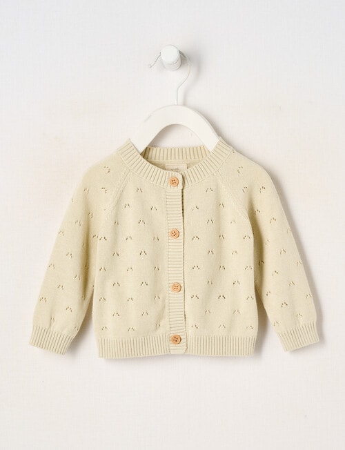 Little Bundle Little Chick Crew Neck Cardigan, Milky Grey product photo