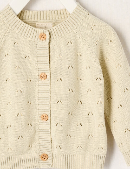 Little Bundle Little Chick Crew Neck Cardigan, Milky Grey product photo View 02 L