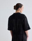 Mineral Cooper Crop Ramie Shirt, Black product photo View 02 S