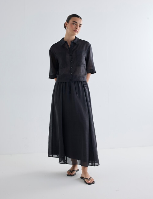 Mineral Cooper Crop Ramie Shirt, Black product photo View 03 L