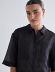 Mineral Cooper Crop Ramie Shirt, Black product photo View 04 S