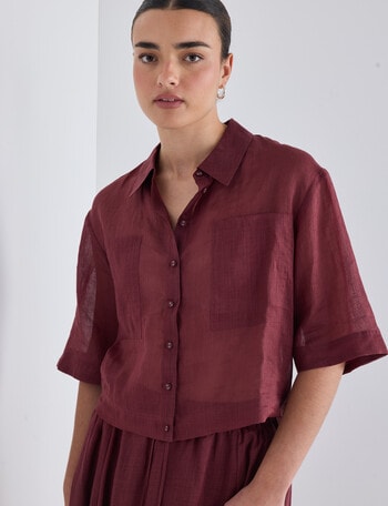 Mineral Cooper Crop Ramie Shirt, Mahogany product photo