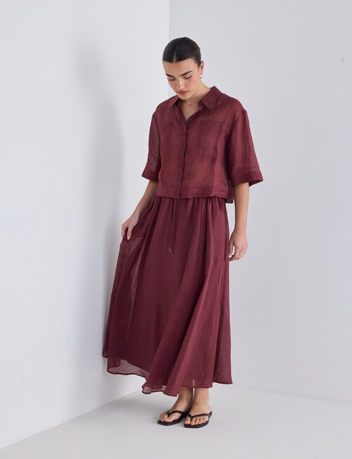 Mineral Cooper Crop Ramie Shirt, Mahogany product photo View 03 L