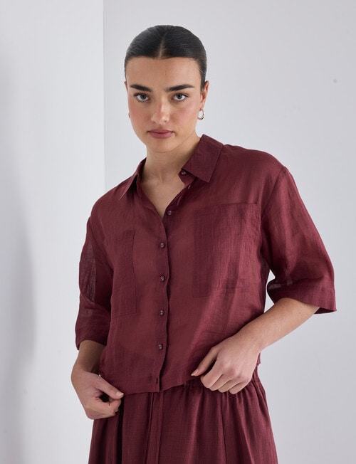 Mineral Cooper Crop Ramie Shirt, Mahogany product photo View 04 L