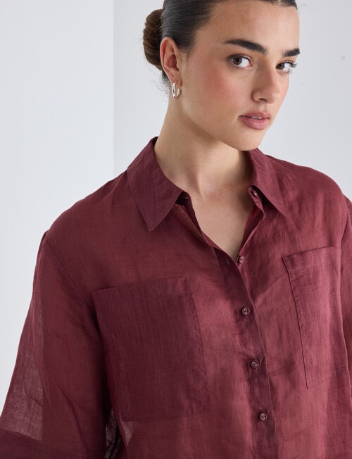 Mineral Cooper Crop Ramie Shirt, Mahogany product photo View 05 L