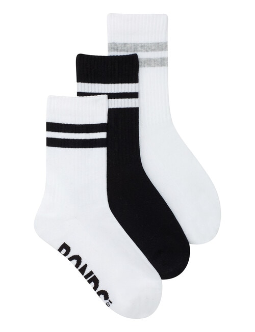 Bonds Bonds Logo Crew Socks, 3 Pack, White & Black with Stripes product photo