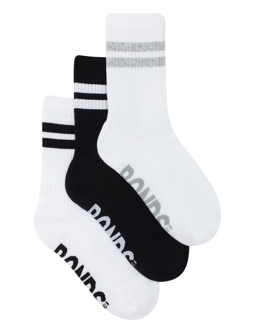 Bonds Bonds Logo Crew Socks, 3 Pack, White & Black with Stripes product photo View 02 L