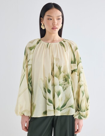 State of play Clover Top, Ecru Print product photo