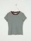 Switch Lulu Stripe Short Sleeve Tee, Turquoise & Chocolate product photo