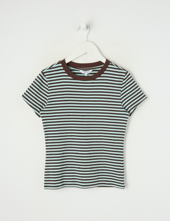 Switch Lulu Stripe Short Sleeve Tee, Turquoise & Chocolate product photo