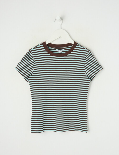 Switch Lulu Stripe Short Sleeve Tee, Turquoise & Chocolate product photo