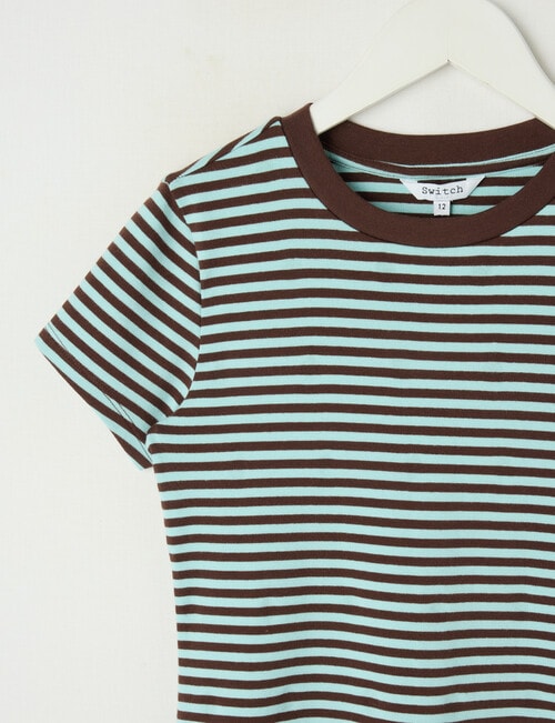 Switch Lulu Stripe Short Sleeve Tee, Turquoise & Chocolate product photo View 02 L