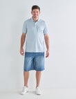 Chisel Quick Dry Herringbone Short Sleeve Polo Shirt, Teal product photo View 03 S