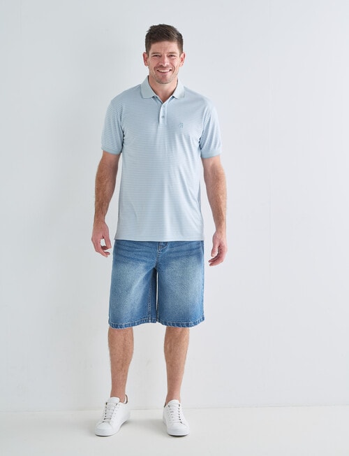 Chisel Quick Dry Herringbone Short Sleeve Polo Shirt, Teal product photo View 03 L