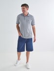 Chisel Quick Dry Herringbone Short Sleeve Polo Shirt, Navy product photo View 03 S