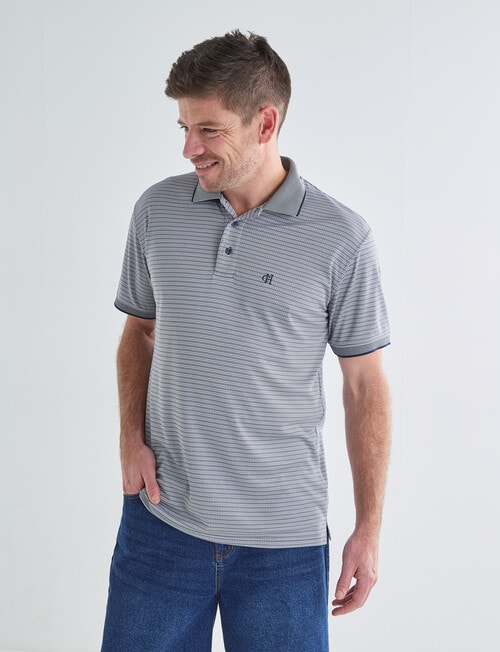 Chisel Quick Dry Herringbone Short Sleeve Polo Shirt, Navy product photo View 04 L