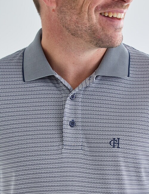 Chisel Quick Dry Herringbone Short Sleeve Polo Shirt, Navy product photo View 05 L