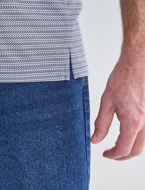 Chisel Quick Dry Herringbone Short Sleeve Polo Shirt, Navy product photo View 07 L