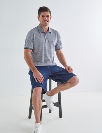 Chisel Quick Dry Herringbone Short Sleeve Polo Shirt, Navy product photo