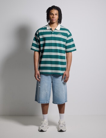 AIR SPACE Oversize Stripe Polo, Green product photo