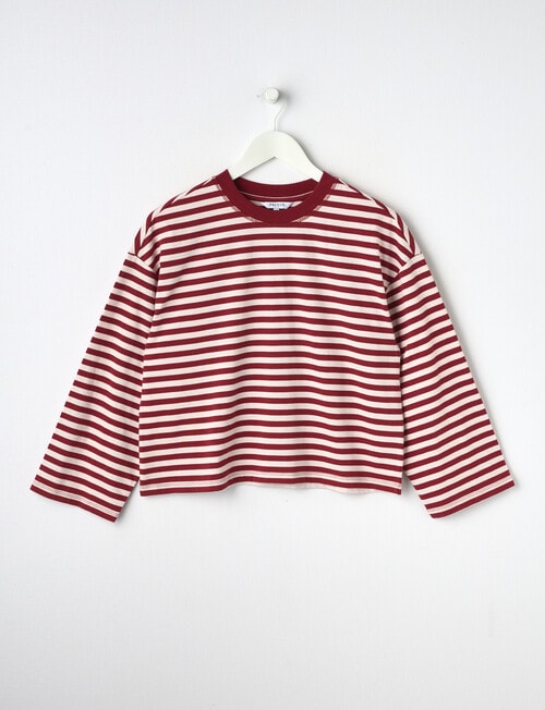 Switch Frankie Stripe Boxy Long Sleeve Tee, Pink product photo