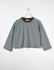 Switch Frankie Stripe Boxy Long Sleeve Tee, Chocolate product photo