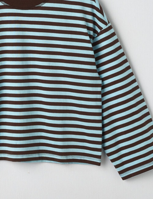Switch Frankie Stripe Boxy Long Sleeve Tee, Chocolate product photo View 02 L