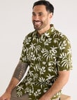 Kauri Trail Palms Short Sleeve Shirt, Olive product photo