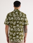 Kauri Trail Palms Short Sleeve Shirt, Olive product photo View 02 S